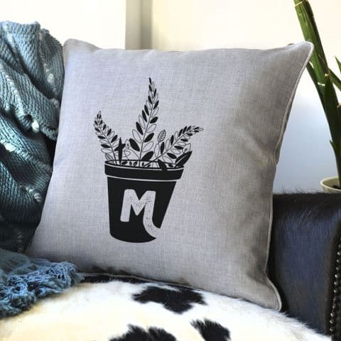 Personalised Initial Pot Plant Cushion