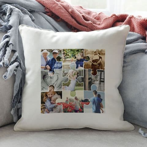 Personalised Jigsaw Collage Piped Cushion