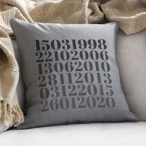 Personalised Memorable Dates Typographic Cushion
