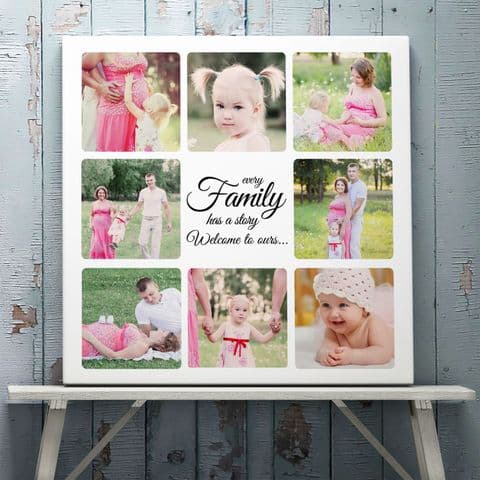 Personalised Message Family Collage Canvas Or Print