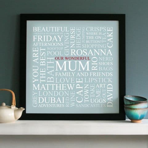 Personalised 'Mum's Favourites' Square Print