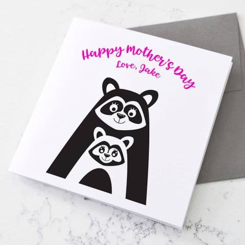 Personalised Raccoon Mother's Day Card