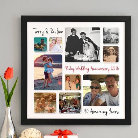 Personalised Ruby Wedding Anniversary Photo Collage