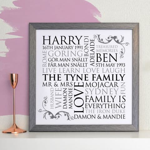 Personalised Square Family Word Art Print