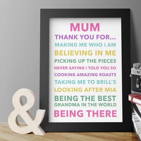 Personalised Thank You Mum Print