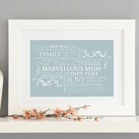 Personalised Word Art For Mum Print