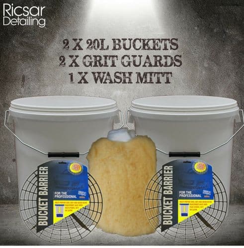2 X 20L Litre Buckets and 2 X Dirt Guards and 1 Wash Mitt