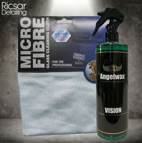 Angelwax Vision Superior Glass Cleaner & Specialist Glass Cleaning Microfibre