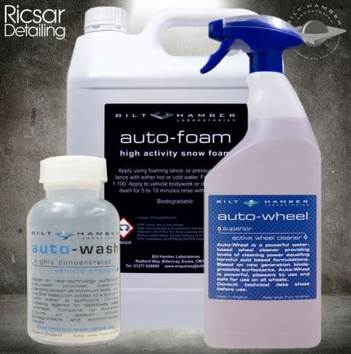 Bilt Hamber Auto Foam 5L Auto Wheel Cleaner 1L Auto Wash Shampoo 300ml