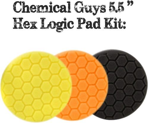 Chemical Guys 3 Stage Hex Logic Pad Kit (5.5"): Yellow, Orange, Black