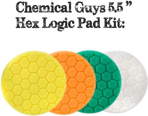 Chemical Guys 4 Stage Hex Logic Pad Kit (5.5"): Yellow, Orange, Green, White