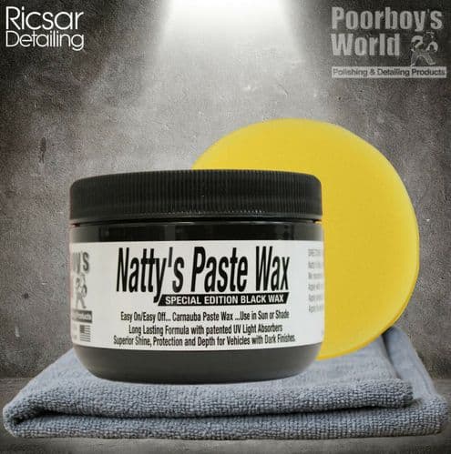 Poorboys Nattys Paste Wax Black + PAD / CLOTH (235ml)
