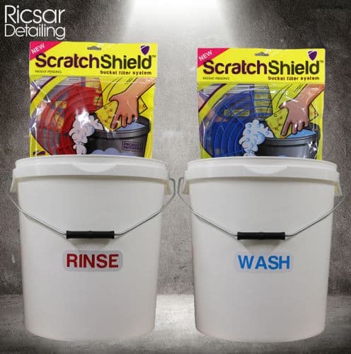 Scratch Shield Wash and Rinse Bucket Set + Scratch Shield Bucket Filters