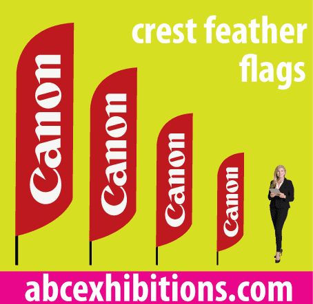 Crest Feather Flag and Beach Teardrop Flags with Double Sided Option