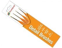 HUMBROL AG4301 4 Detail Synthetic Triangle Handle Paint Brushes Sizes 00, 0, 1 &