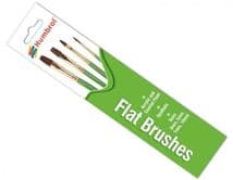 HUMBROL AG4302 4 Flat Synthetic Paint Brushes Sizes 3mm, 5mm, 7mm & 10mm
