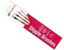 HUMBROL AG4303 4 Stipple Natural Hair Paint Brushes Sizes 3, 5, 7 & 10