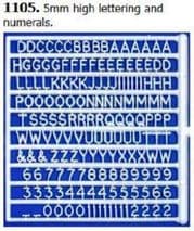 SLATER'S PLASTIKARD 1105  Plastic Letters/Numerals White 5mm