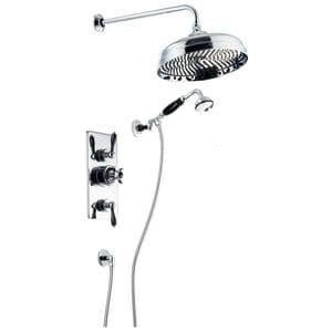 St James Concealed Classical Shower Set with 12" Shower Rose (London Metal Black Lever) - GBSS05-BK