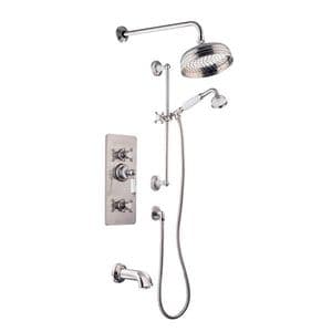 St James Concealed Traditional Shower Set with 8" Shower Rose (White London Handle) - GBSS04