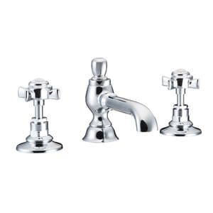 St James England Handle 3-Hole Basin Mixer Tap with Colonial Spout (white) - SJ402-EH